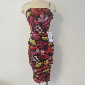 B Darlin Strapless Floral Dress - Red, Pink, Yellow